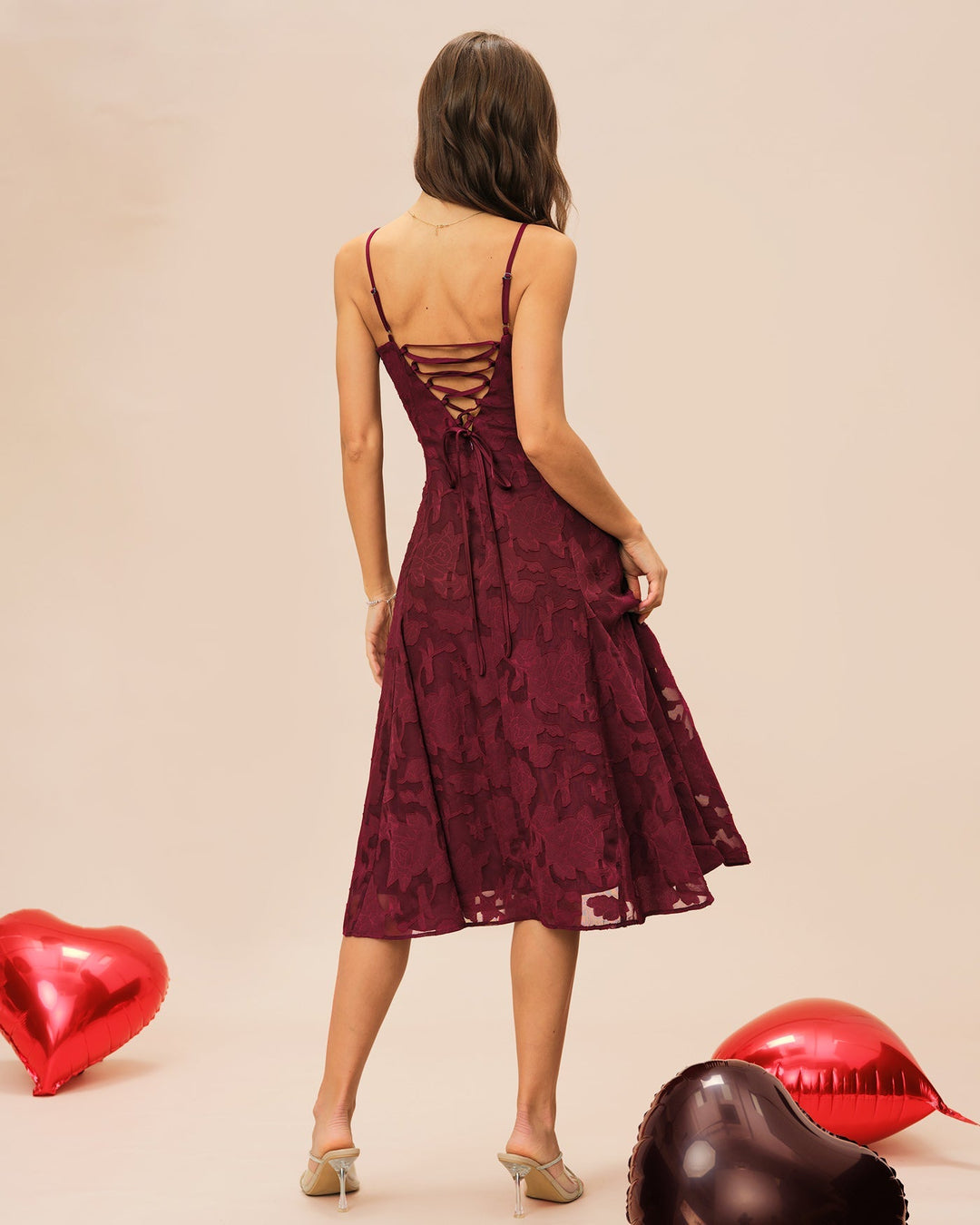 Sienna | Sweetheart Jacquard Slip Midi Dress