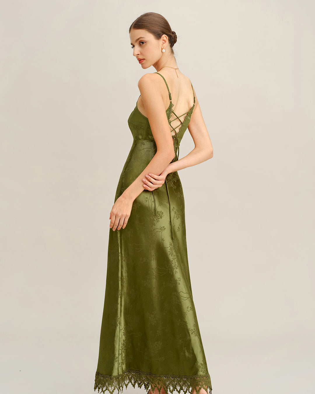 Nadine | Jacquard Corset Slip Maxi Dress