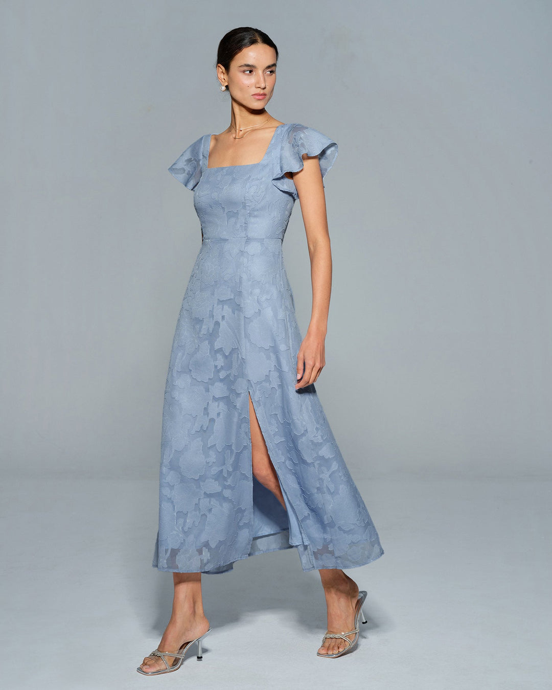 Edith | Floral Square Neck Midi Dress