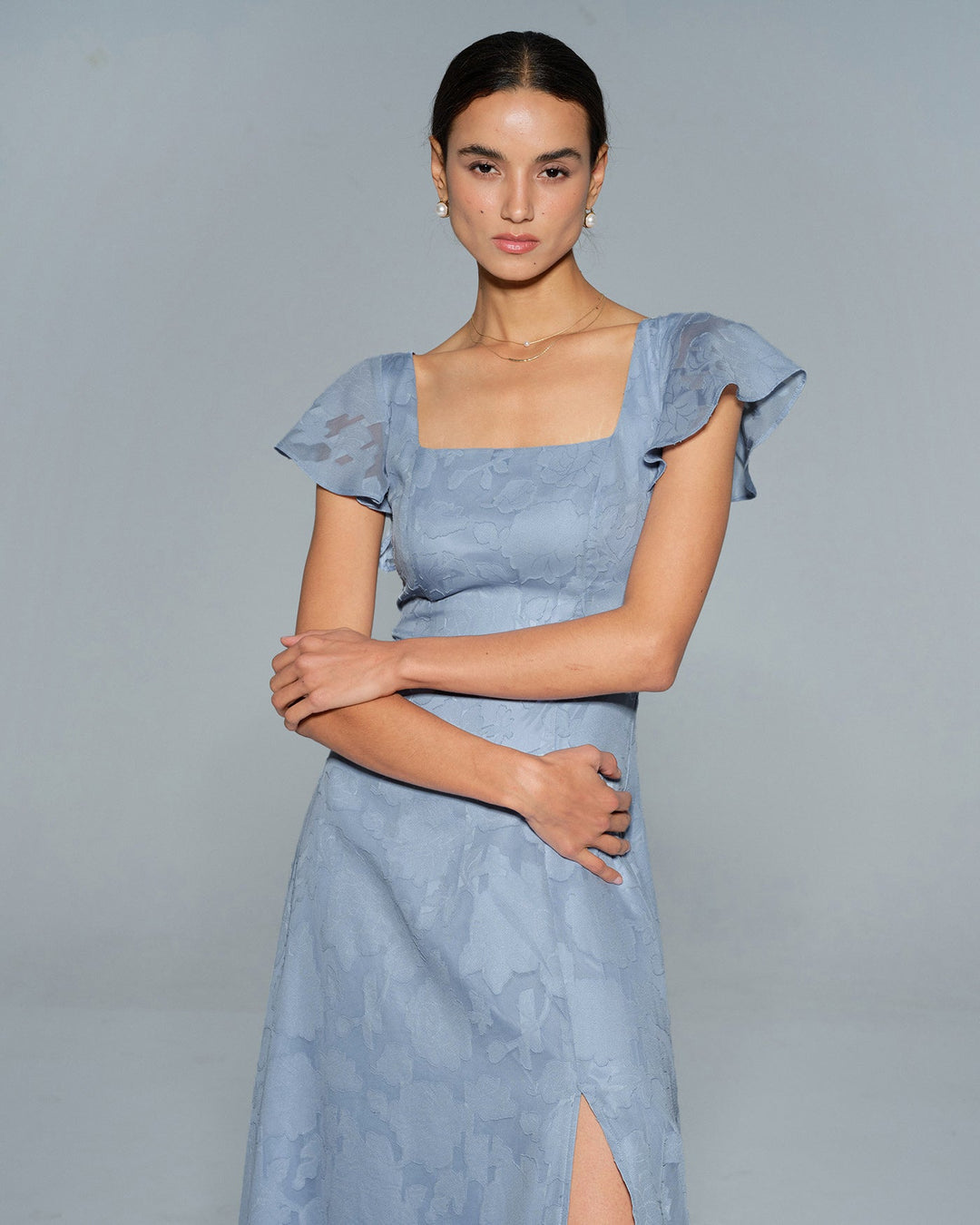 Edith | Floral Square Neck Midi Dress