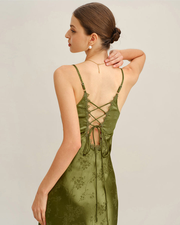 Nadine | Jacquard Corset Slip Maxi Dress