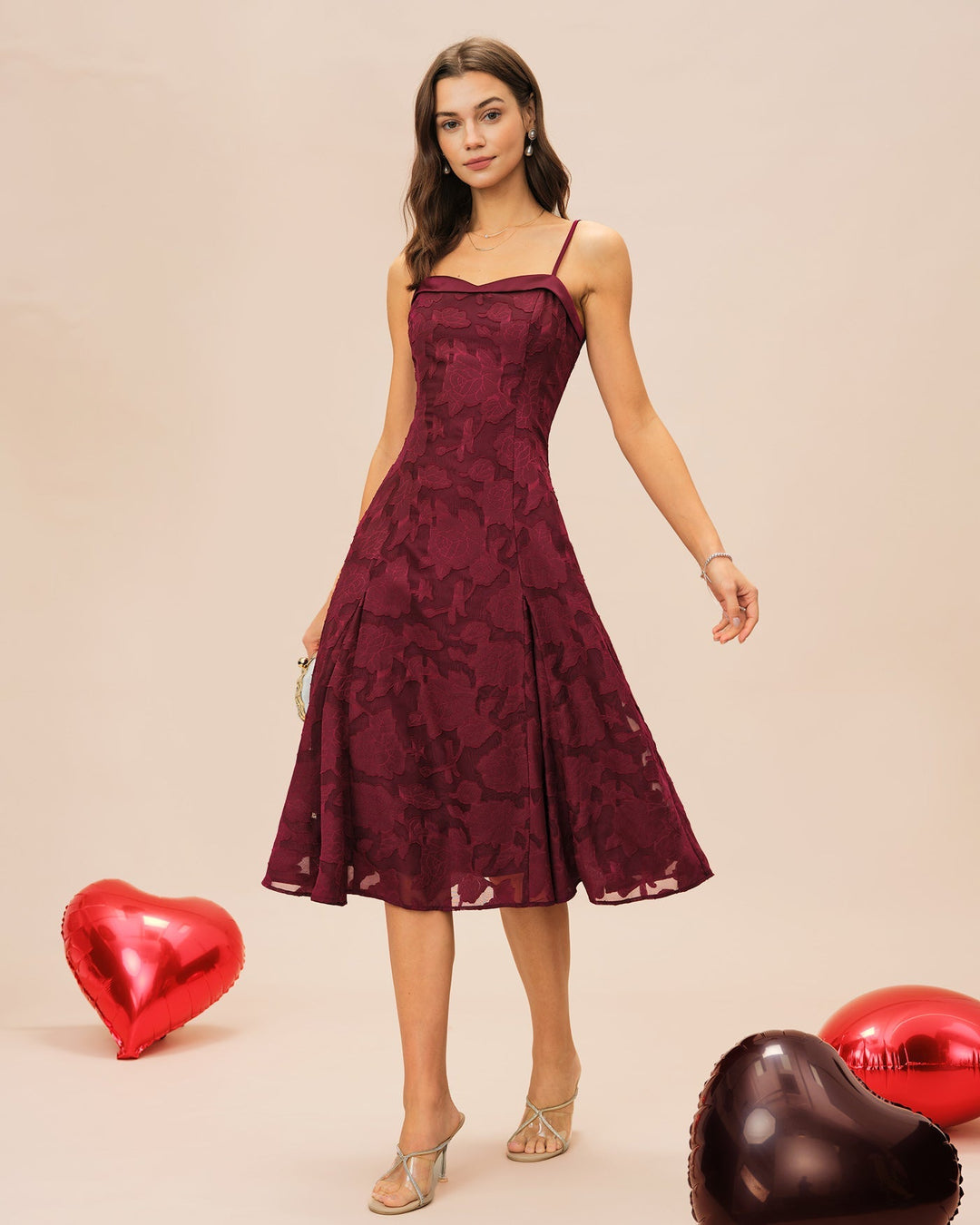 Sienna | Sweetheart Jacquard Slip Midi Dress