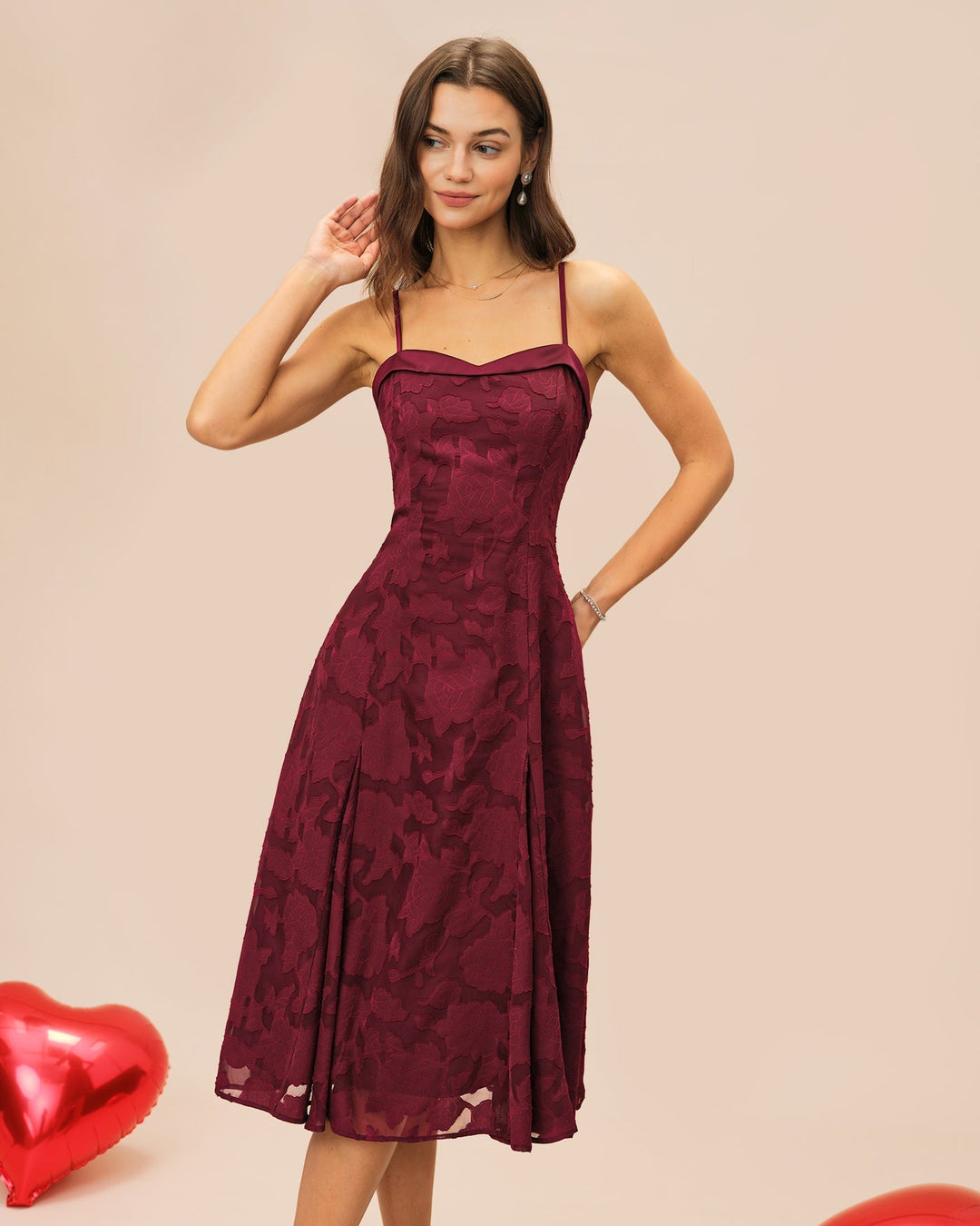 Sienna | Sweetheart Jacquard Slip Midi Dress