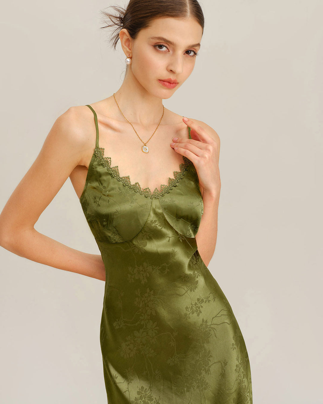 Nadine | Jacquard Corset Slip Maxi Dress