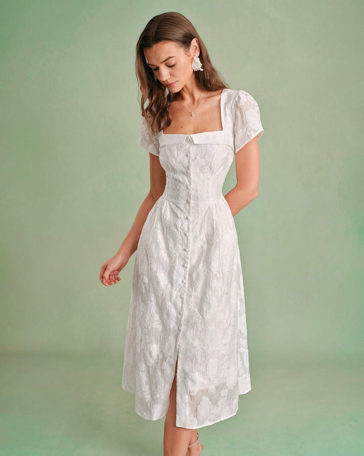 Seraphina | Square Neck Cross-Back Midi Dress