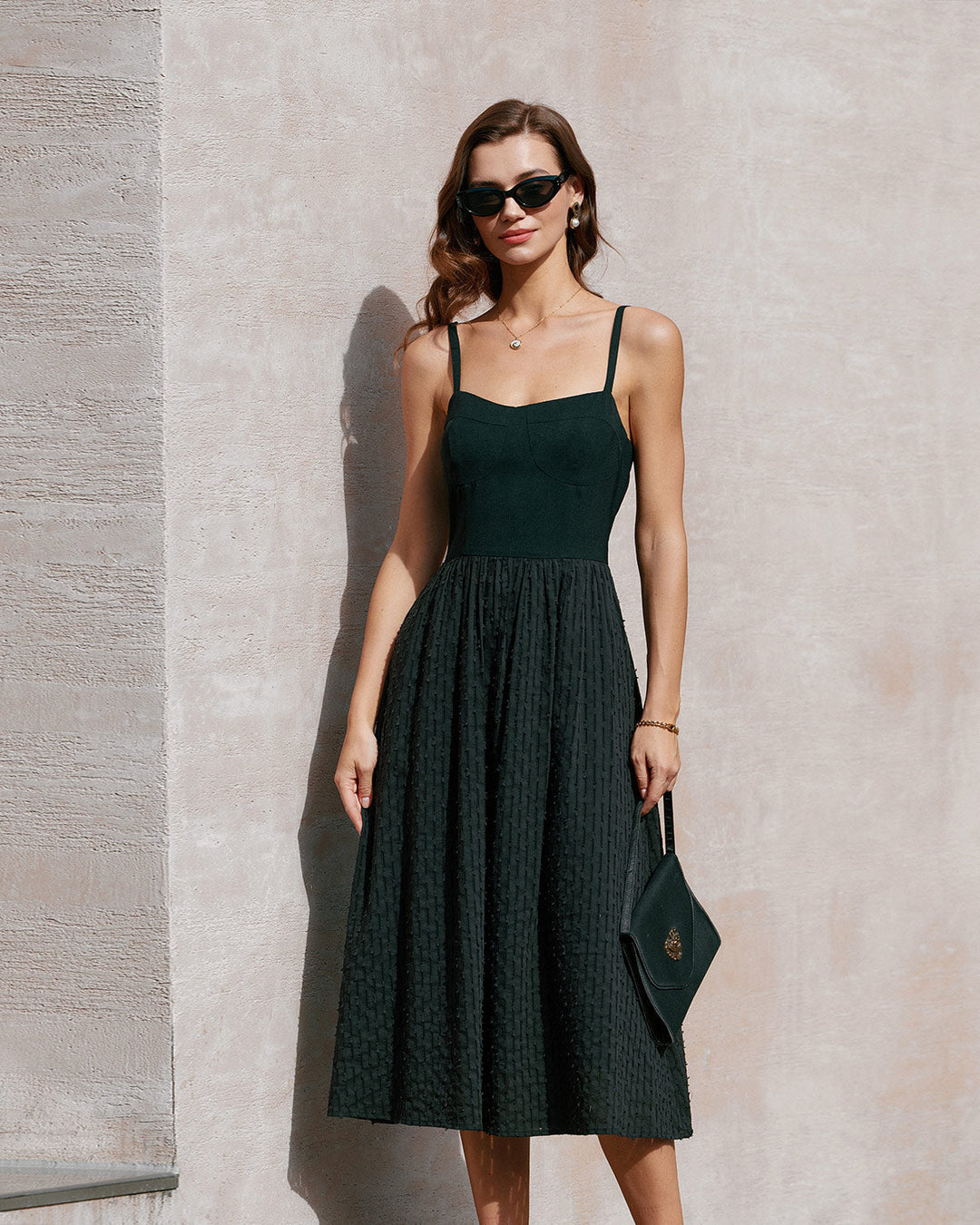 Cleo | Sweetheart Neck Spaghetti Strap Slip Midi Dress