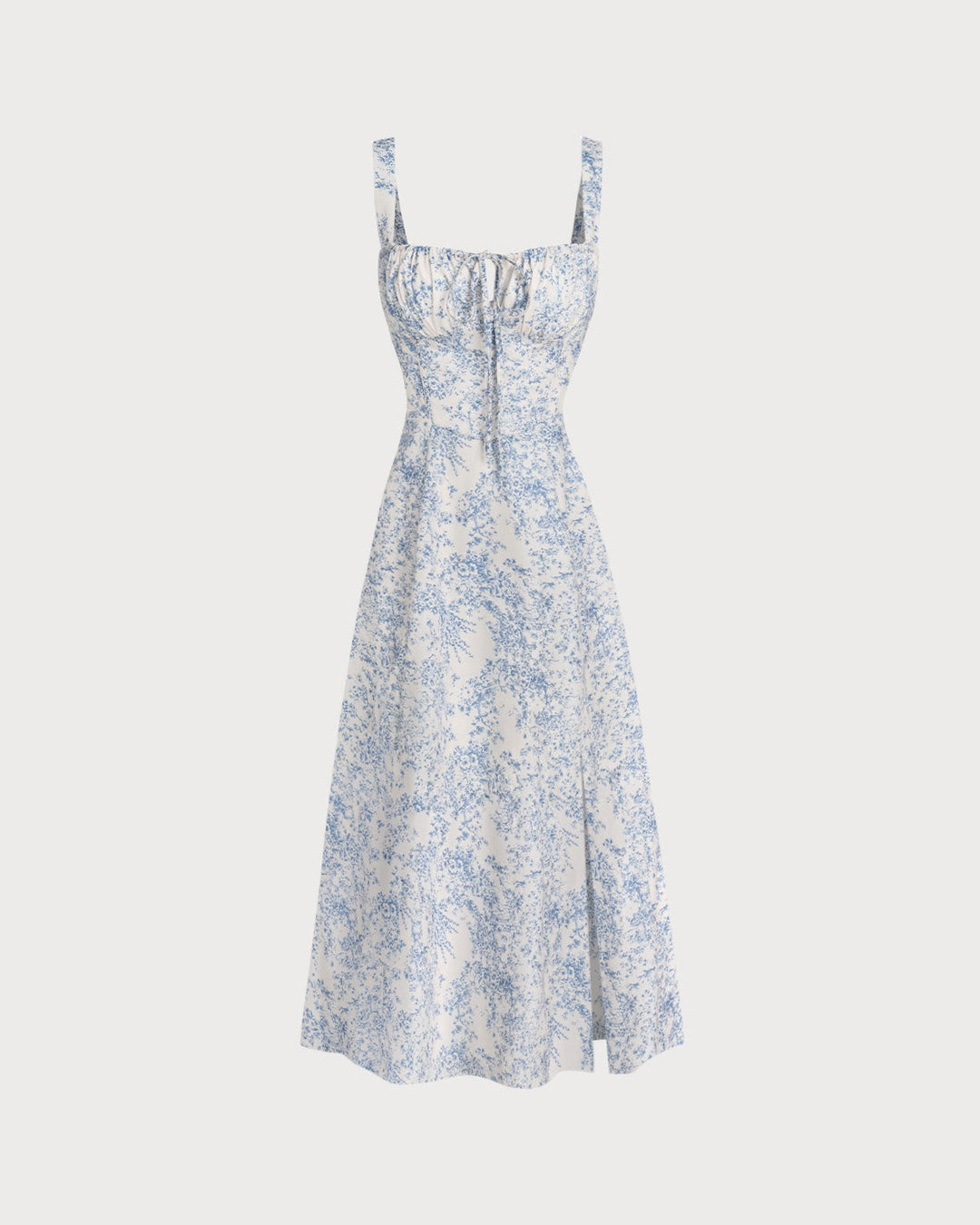Amara | Floral Ruched Spaghetti Strap Midi Dress