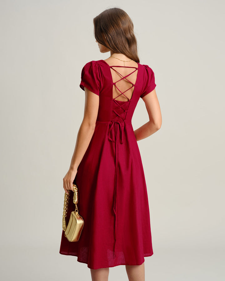 Saskia | Square Neck A-Line Midi Dress