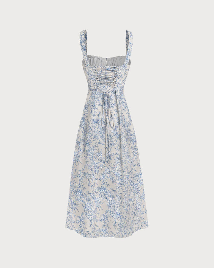 Amara | Floral Ruched Spaghetti Strap Midi Dress