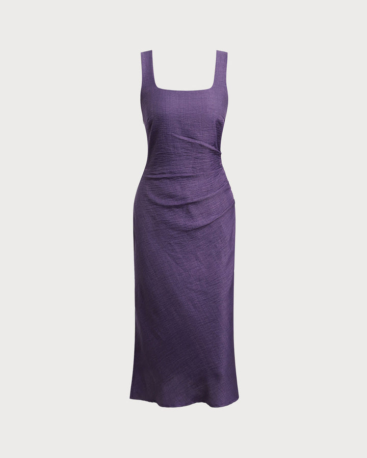 Saskia | Square Neck Spaghetti Strap Slip Midi Dress