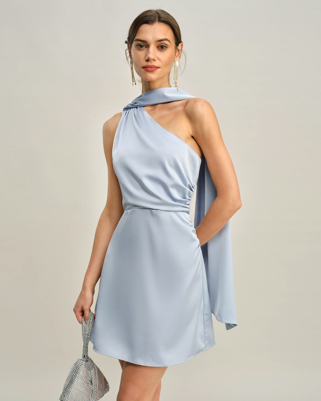 Lena | One-Shoulder Satin Mini Dress