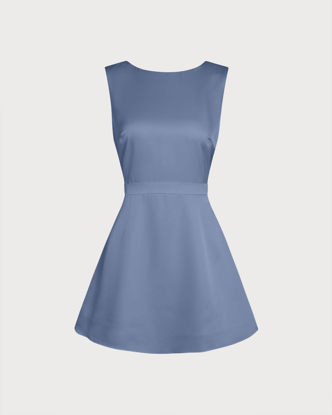 Celeste | Boat Neck Pearl Detail Satin Mini Dress