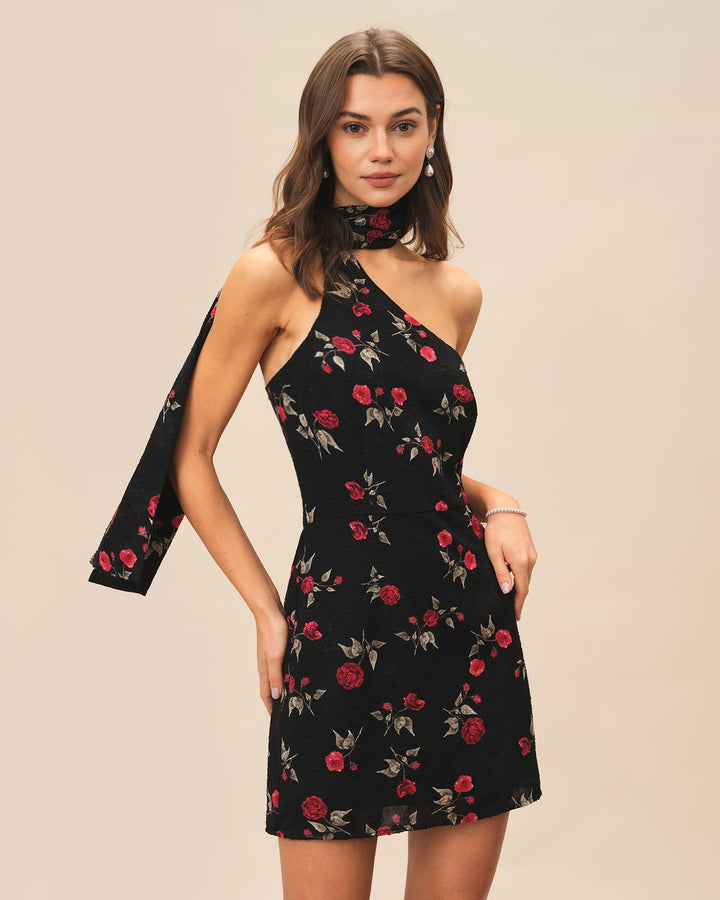 Blair | One-Shoulder Jacquard Mini Dress