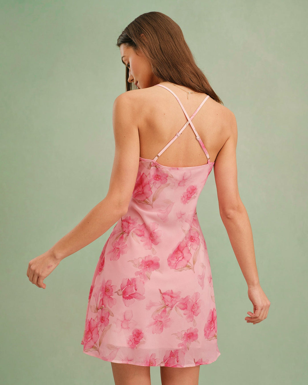 Lola | Floral Cowl Neck Slip Mini Dress