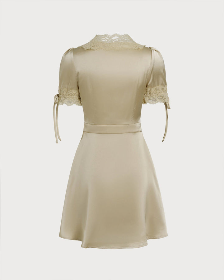 Serene | V-Neck Lace Satin Mini Dress