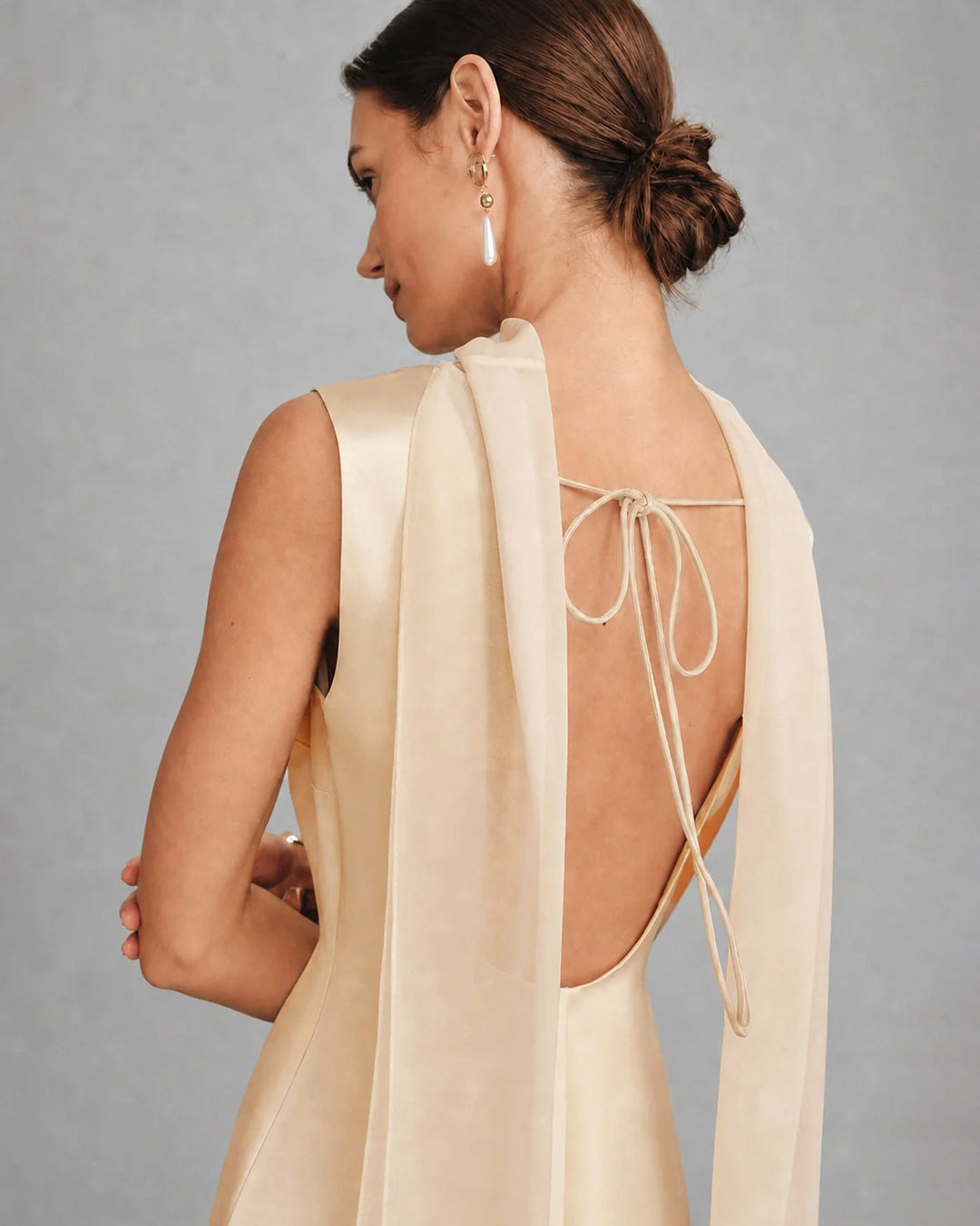 Maeve | Boat Neck Satin Mini Dress