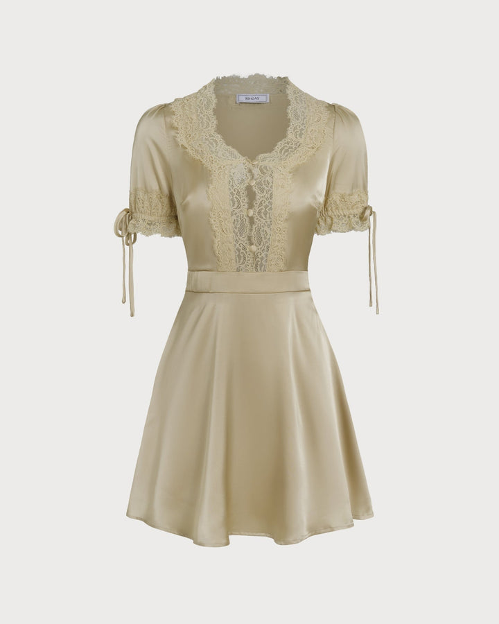 Serene | V-Neck Lace Satin Mini Dress