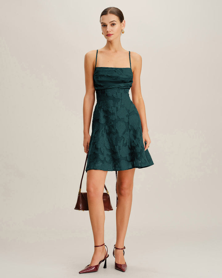 Fleur | Jacquard Spaghetti Strap Mini Dress