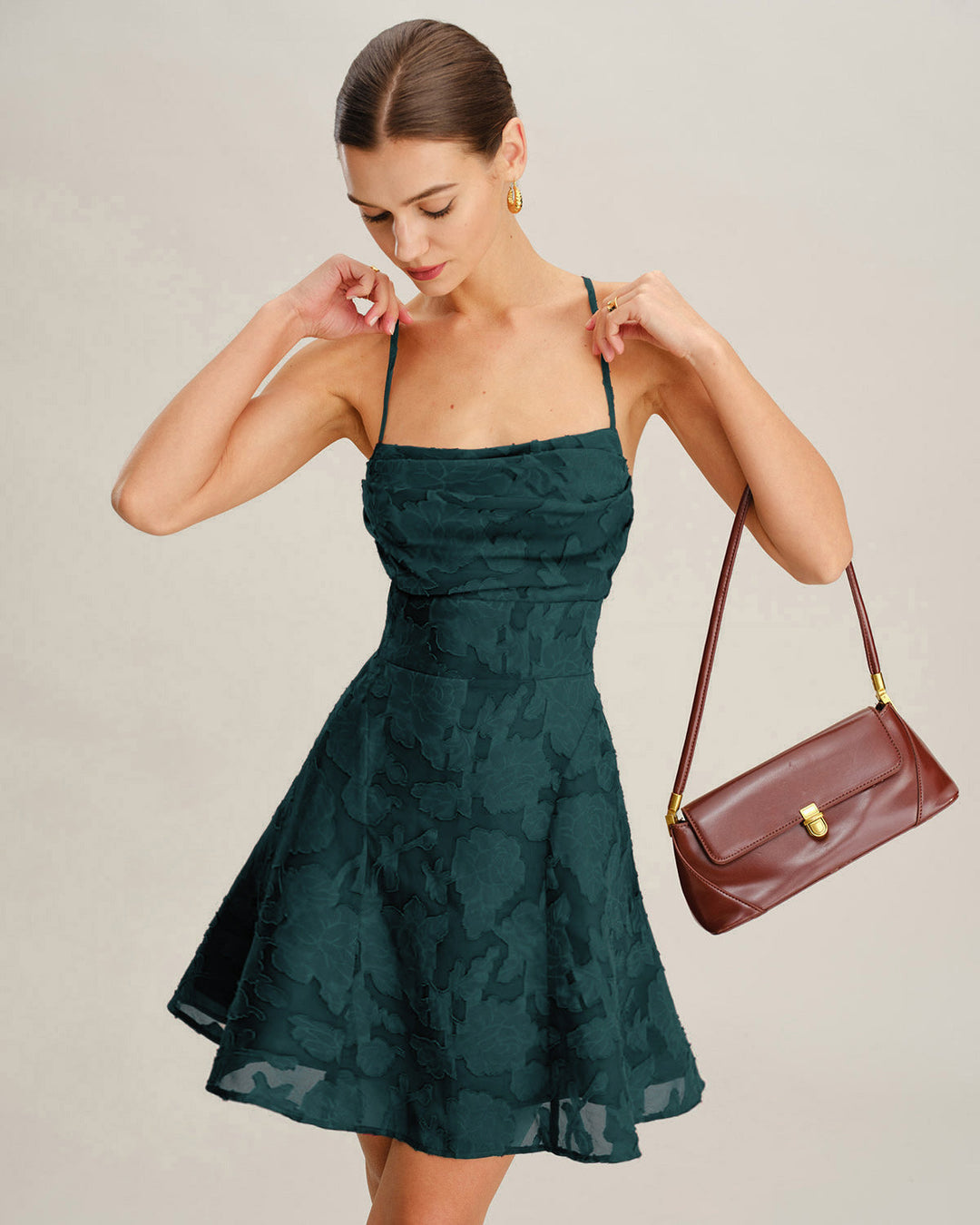 Fleur | Jacquard Spaghetti Strap Mini Dress