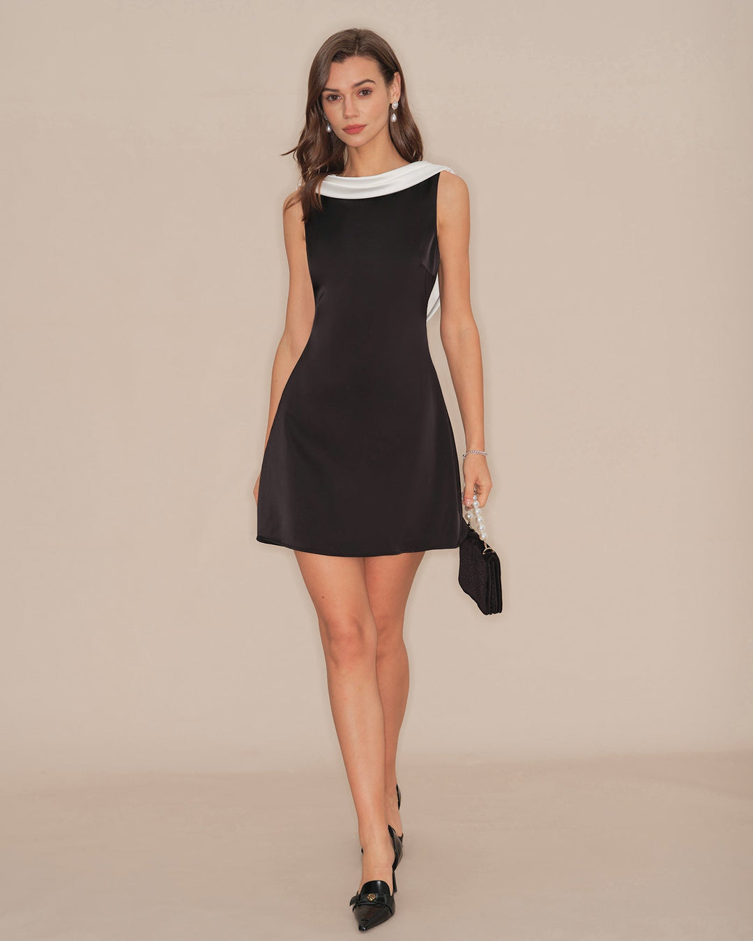 Delphine | Cowl Neck Backless Mini Dress