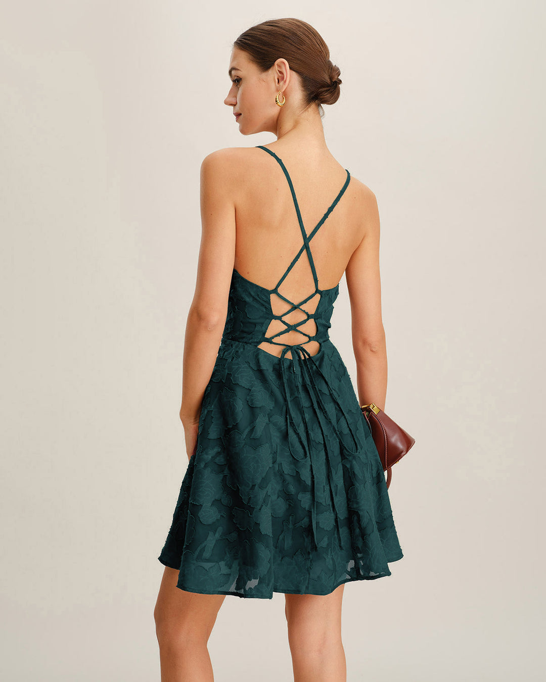 Fleur | Jacquard Spaghetti Strap Mini Dress