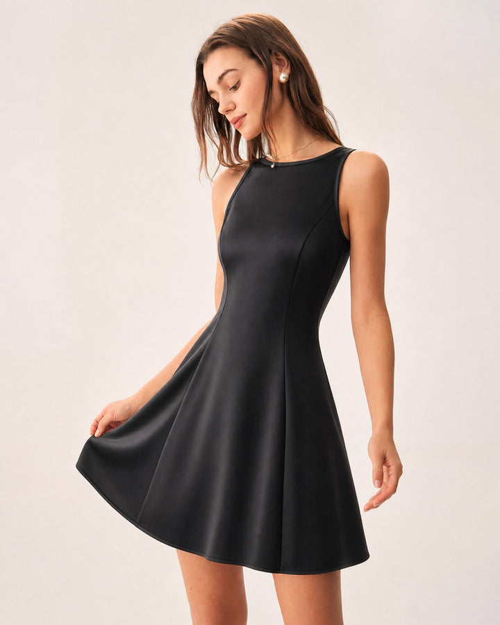 Marlowe | Backless Bow Satin Mini Dress