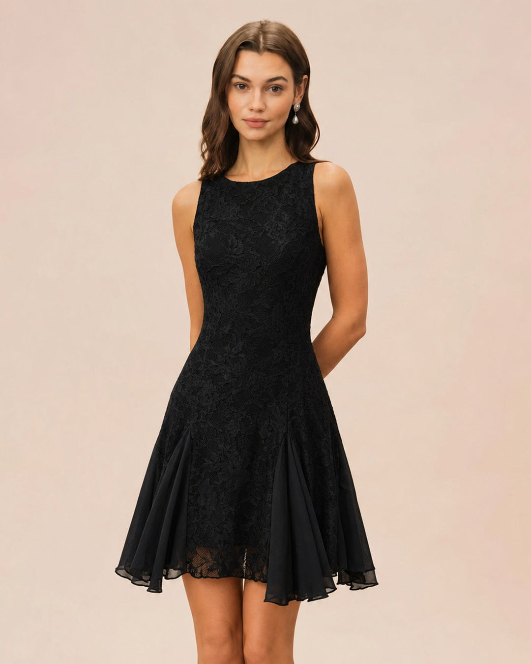 Maris | Boat Neck Backless Lace Mini Dress
