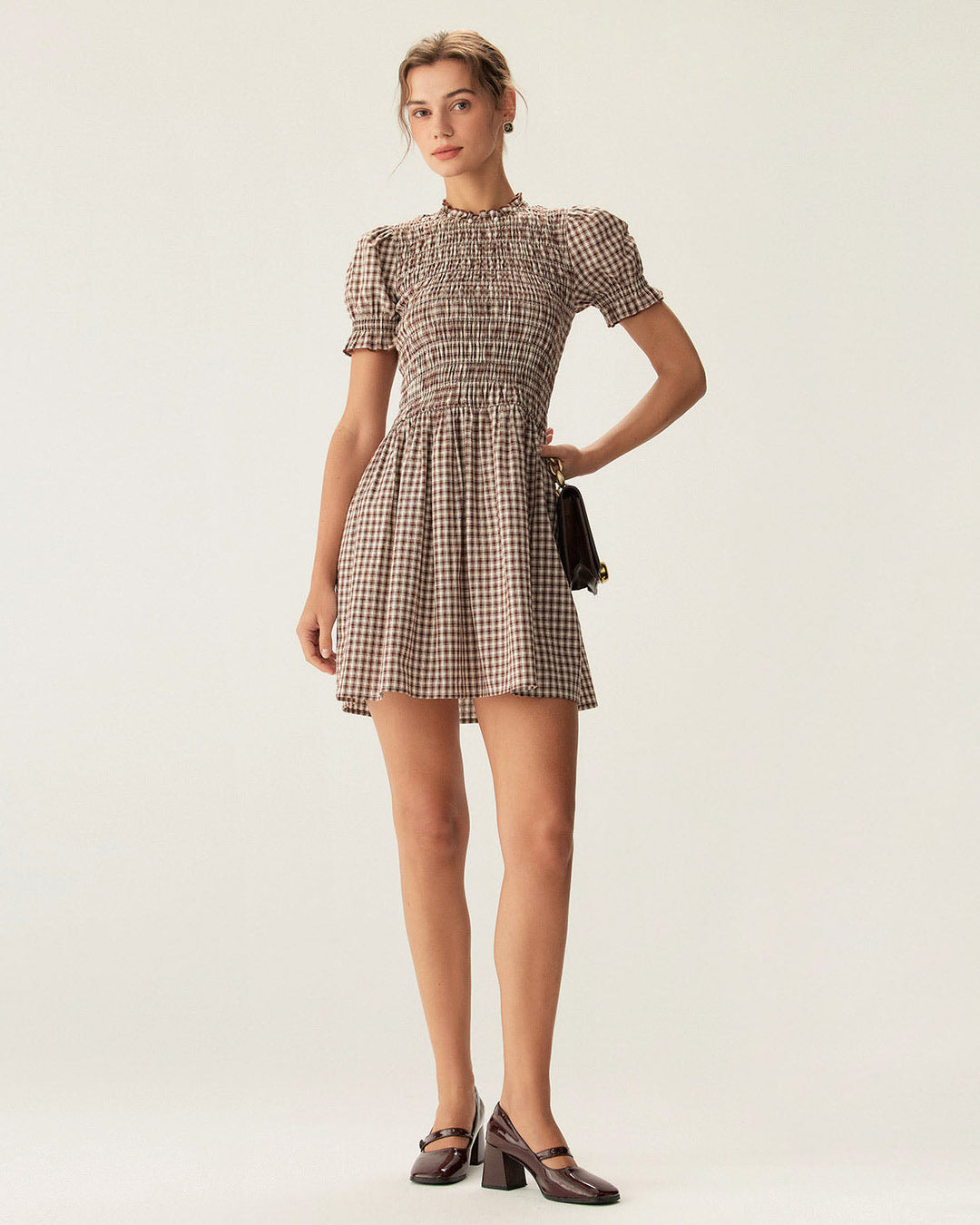Cleo | Gingham Puffed Sleeve Mini Dress