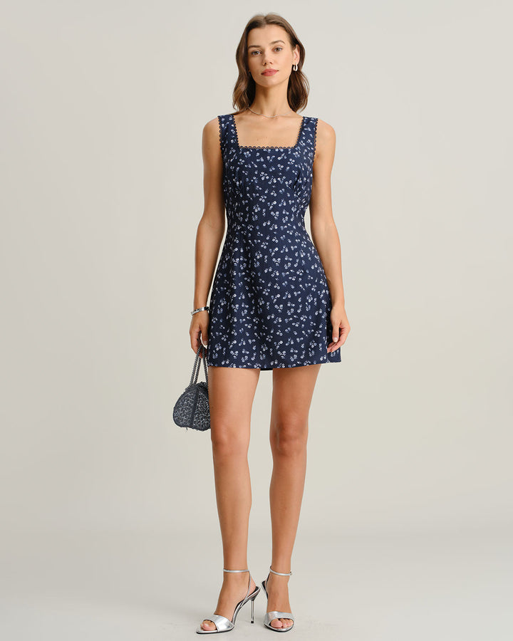 Blair | Floral Square Neck Slip Mini Dress