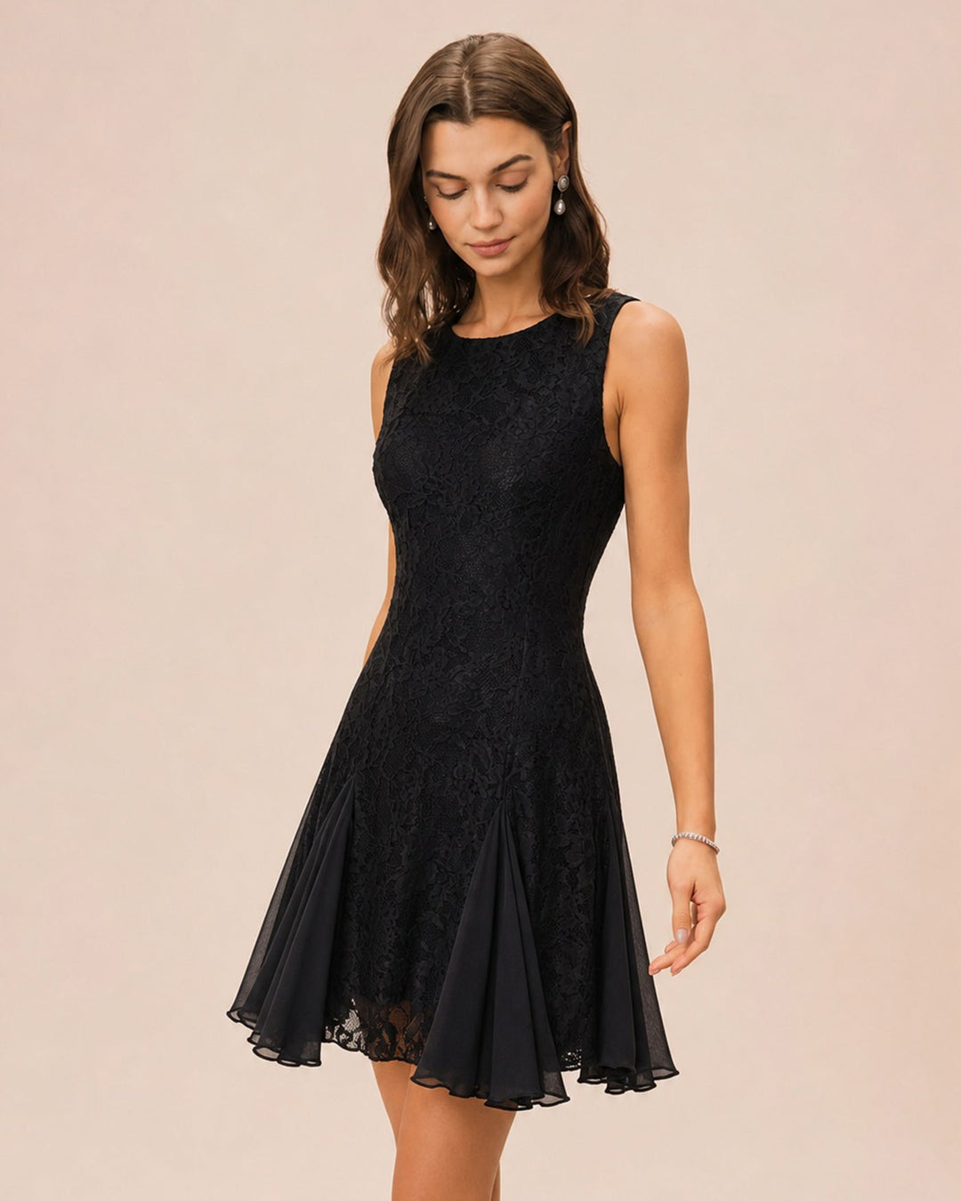 Maris | Boat Neck Backless Lace Mini Dress