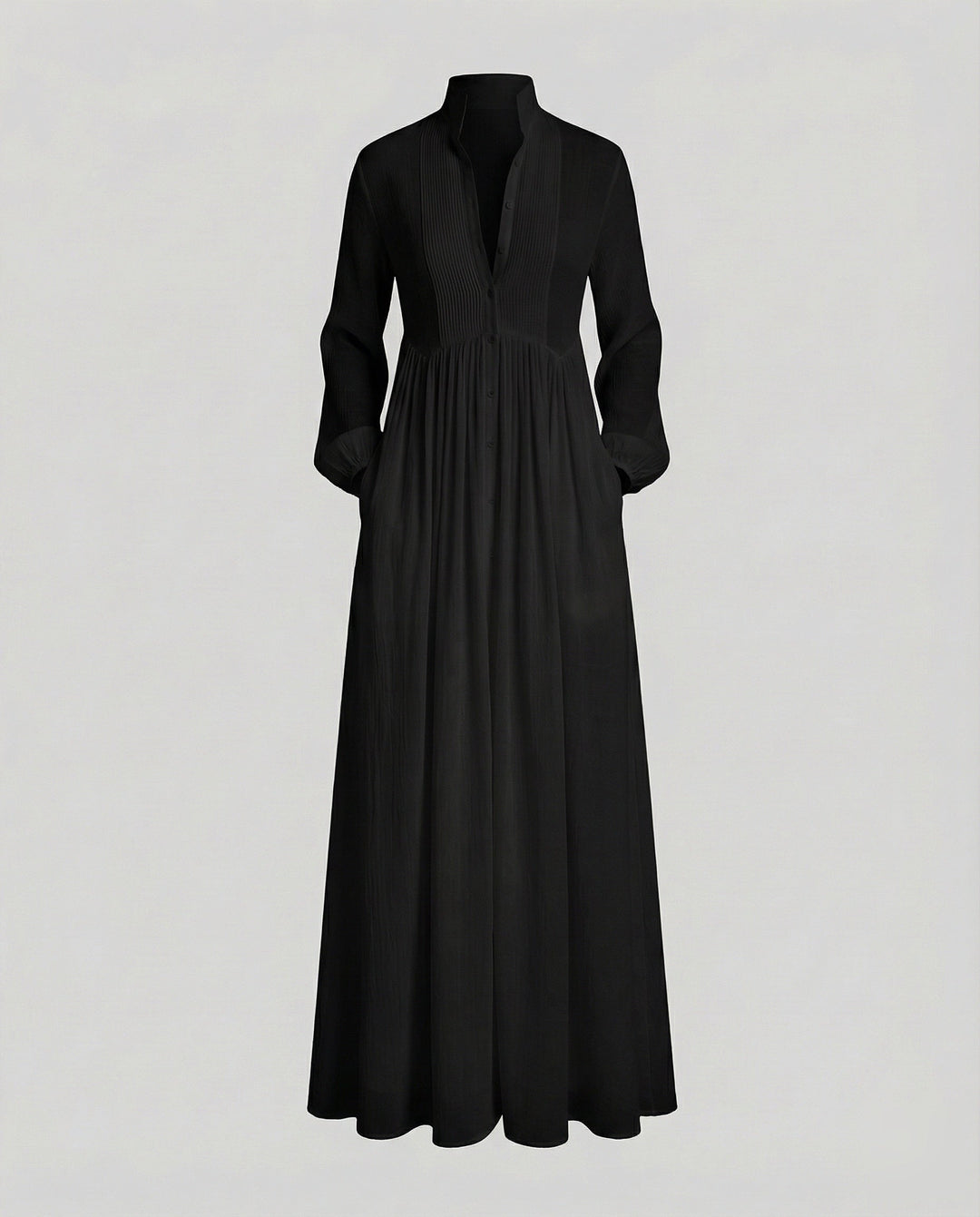Seraphina | Gathered Waist Button Front Maxi Shirt Dress
