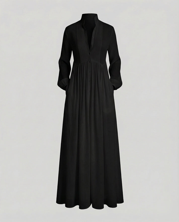 Seraphina | Gathered Waist Button Front Maxi Shirt Dress