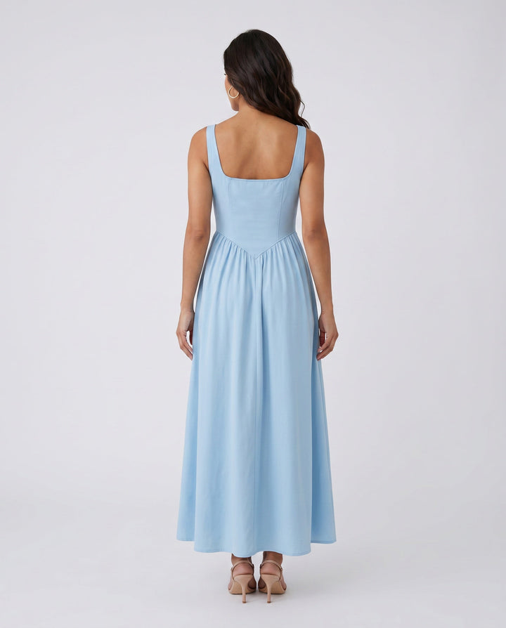 Colleen | Basque Waist A-Line Maxi Dress