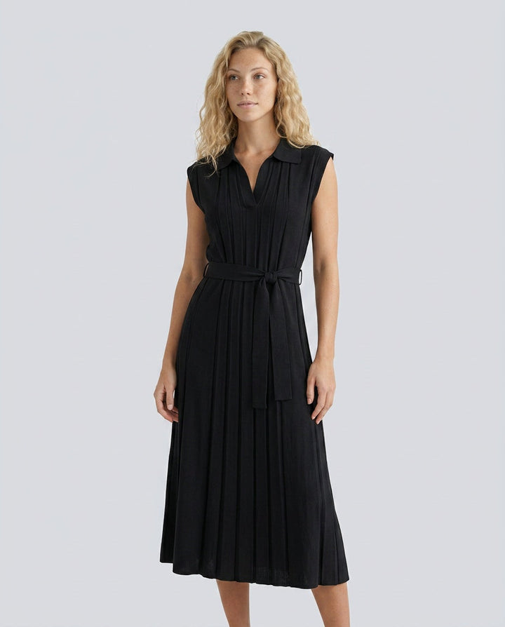 Etta | Pleated Belted Wedding Guest Midi Dress
