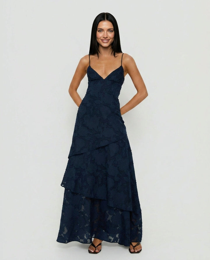 Lyricah | Tiered Tie-Back Maxi Dress
