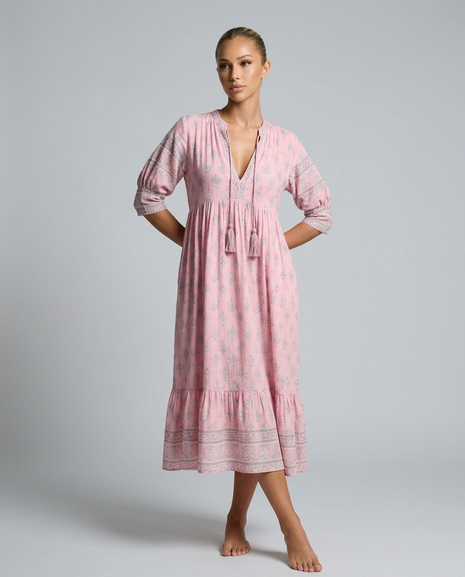 Tatum | Boho Pocket Midi Dress