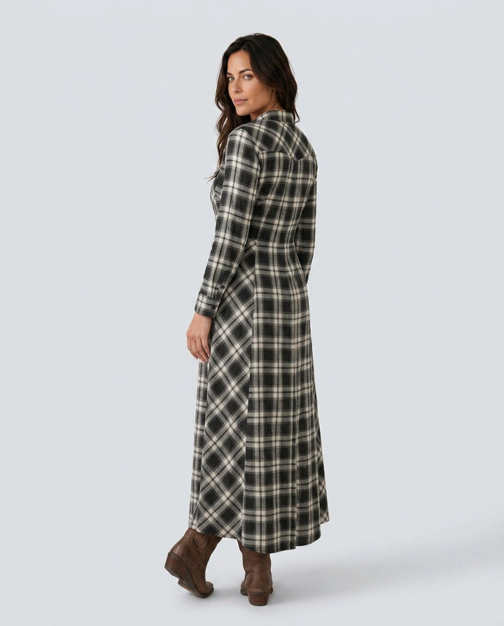 Marilena | Button-Front V-Neck Maxi Dress