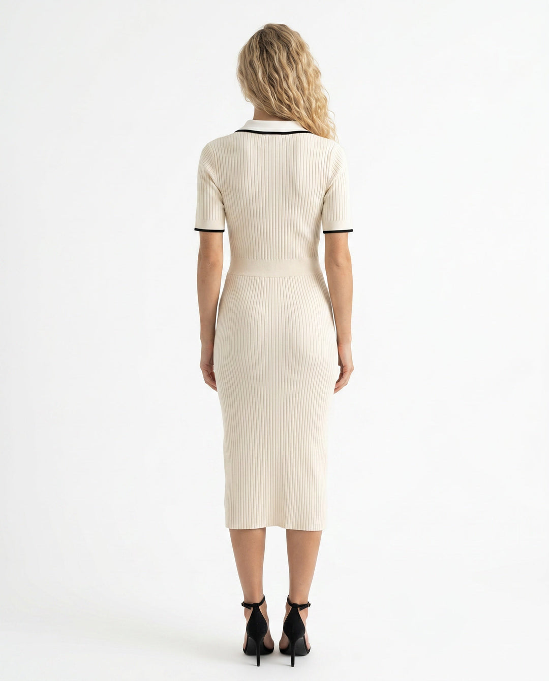 Gracine | Polo Collar Knitted Midi Dress