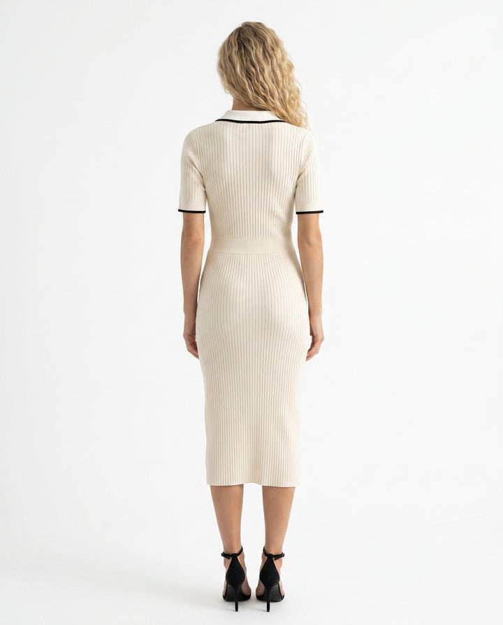 Gracine | Polo Collar Knitted Midi Dress