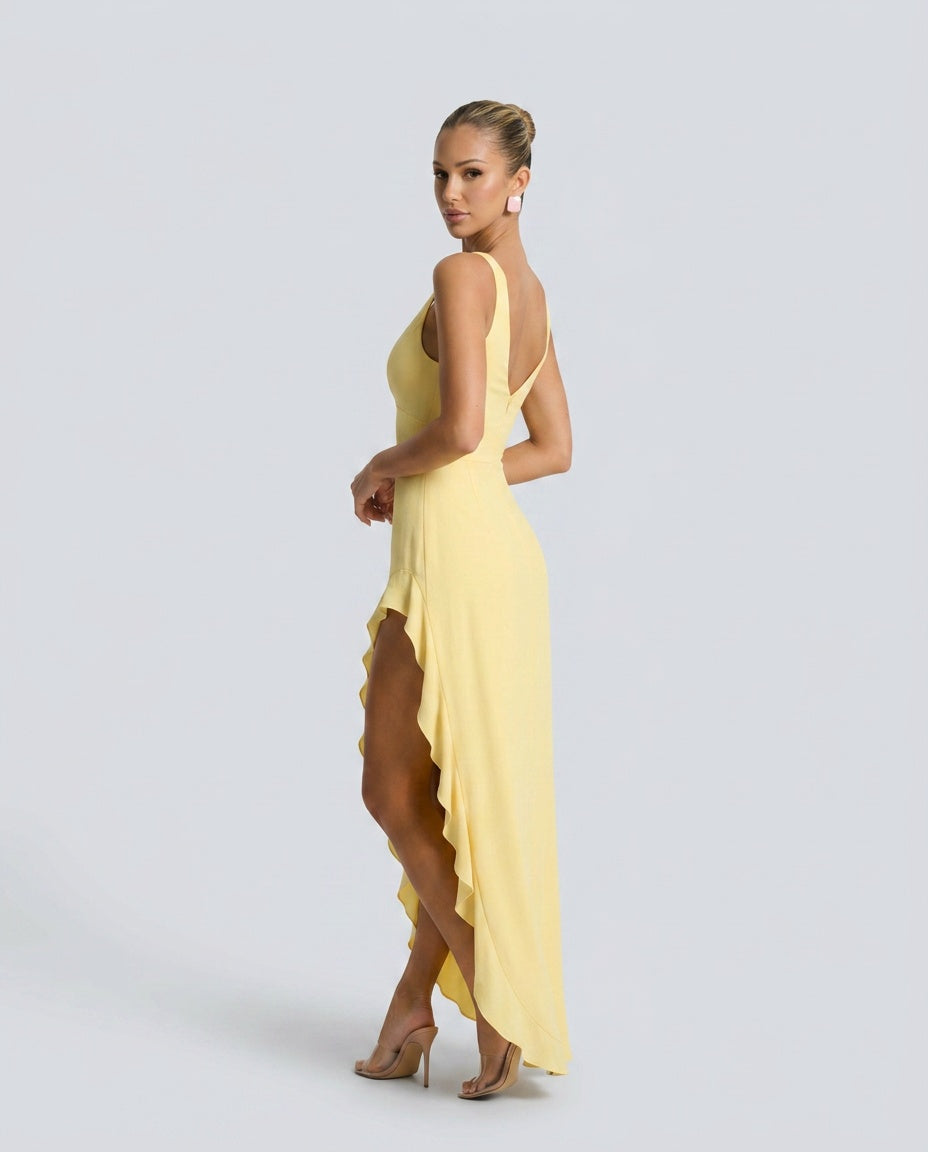 Margot | Ruched V-Neck Wedding Guest Maxi Dress