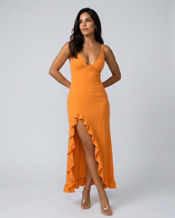 Margot | Ruched V-Neck Wedding Guest Maxi Dress