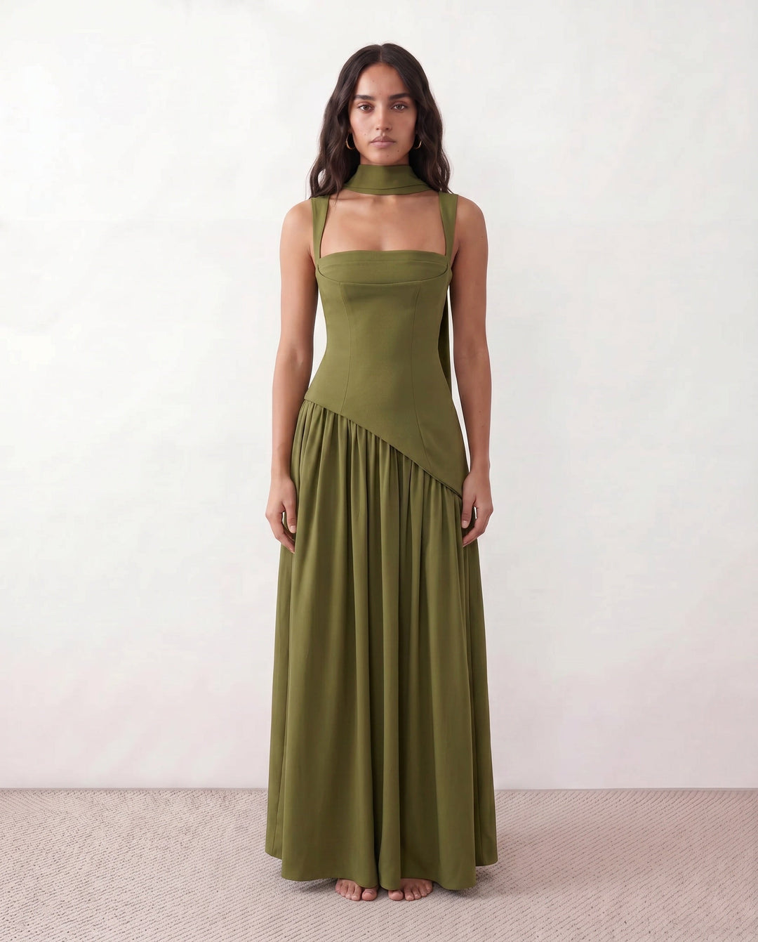 Ines | Basque Waist Lace-Up Maxi Dress