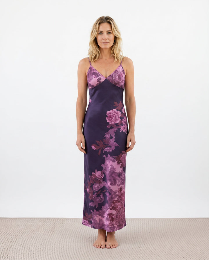 Coralie | Floral Satin-Look Slip Maxi Dress