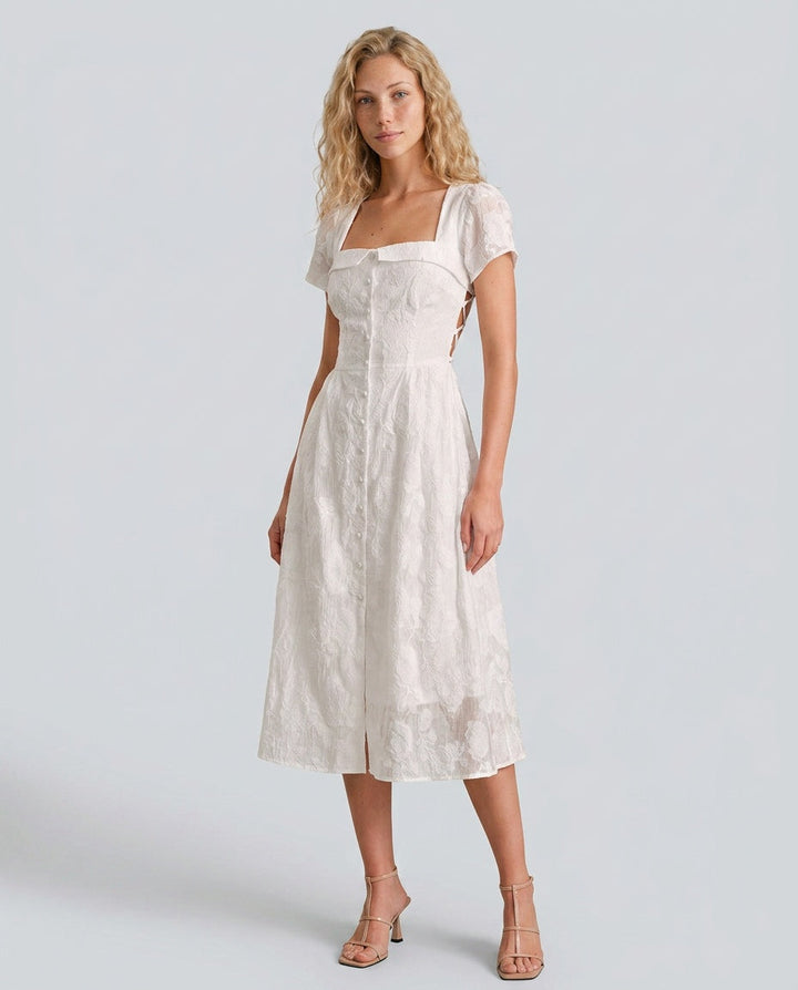 Seraphina | Square Neck Cross-Back Midi Dress