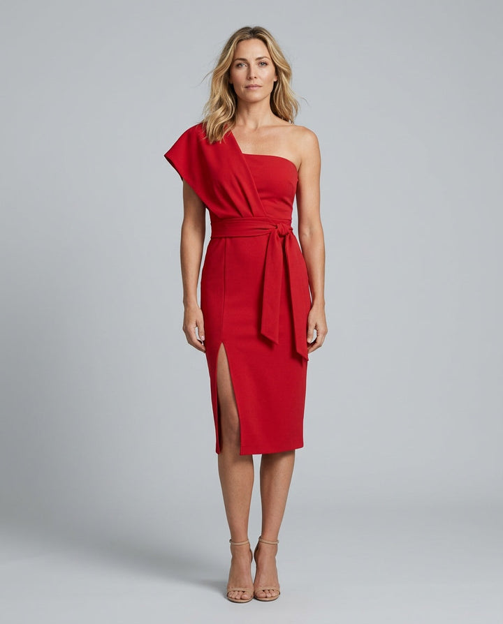 Carrie | Knot-Waist Midi Pencil Dress