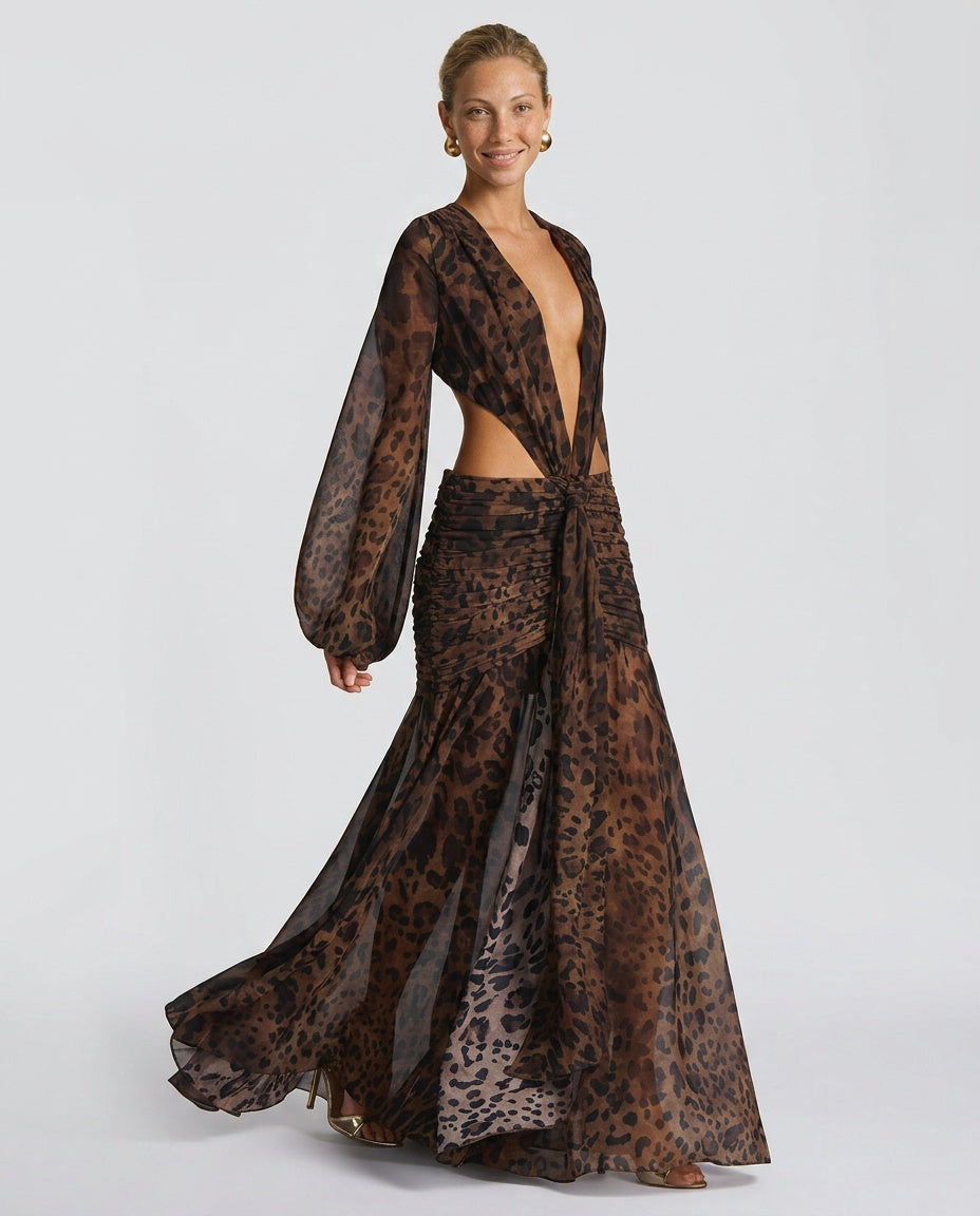 Wren | Halter Neck Ruched Maxi Dress