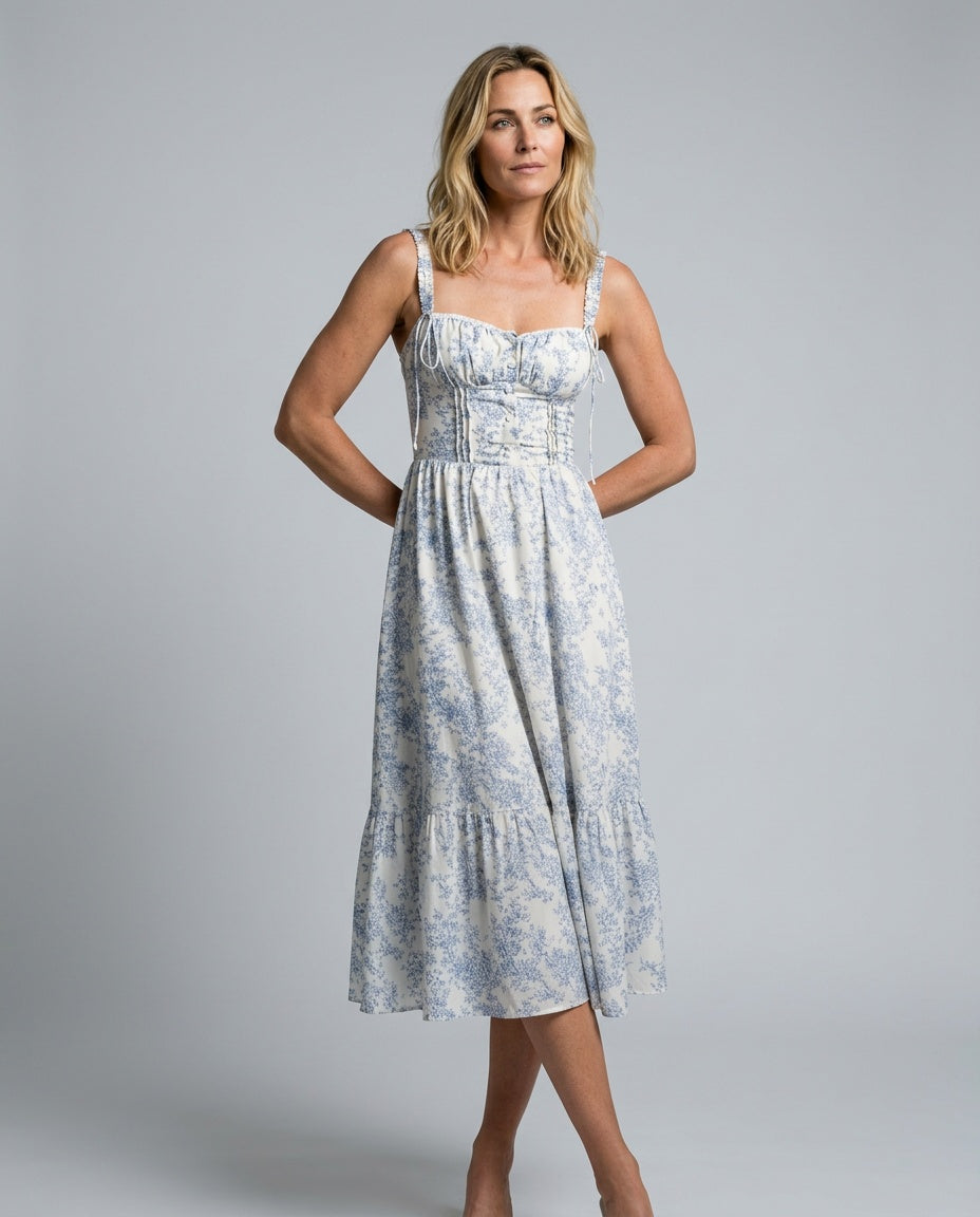 Fleurina | Floral Sweetheart Midi Dress