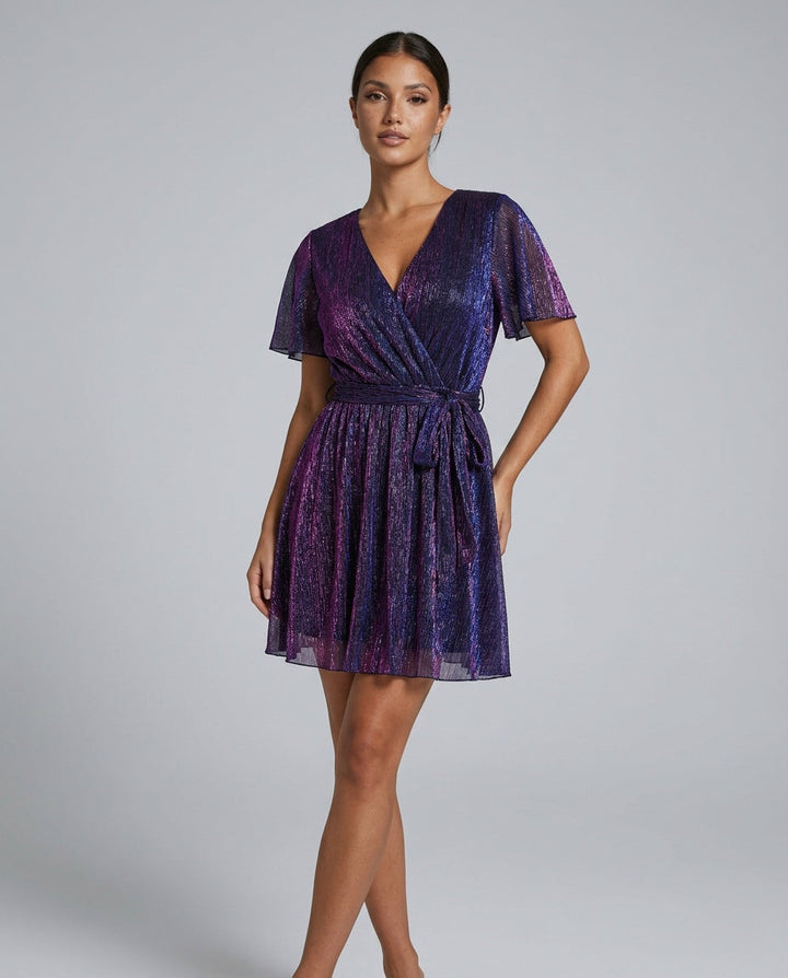 Sienna | Mini Sequin V-Neck Short Sleeve Dress