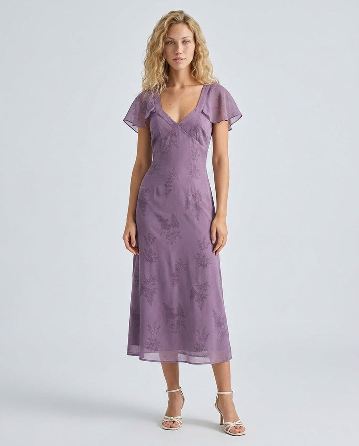 Lavinia | Butterfly Sleeve Floral Midi Dress