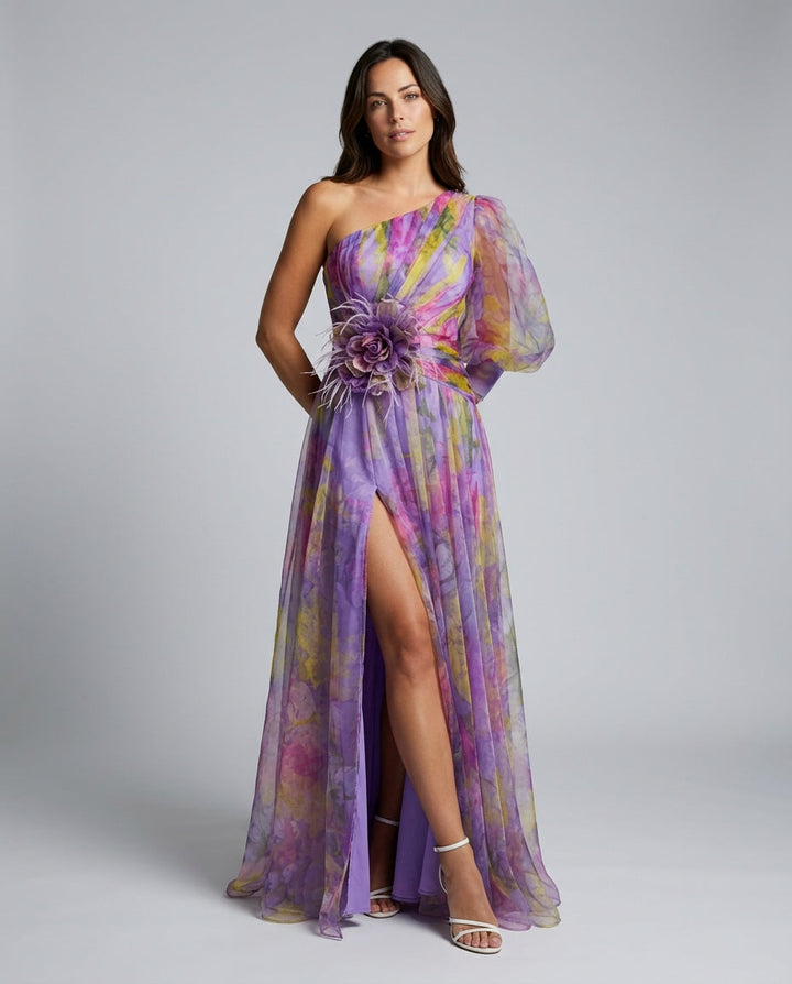 Celeste | Maxi Off-Shoulder Printed Split Dress